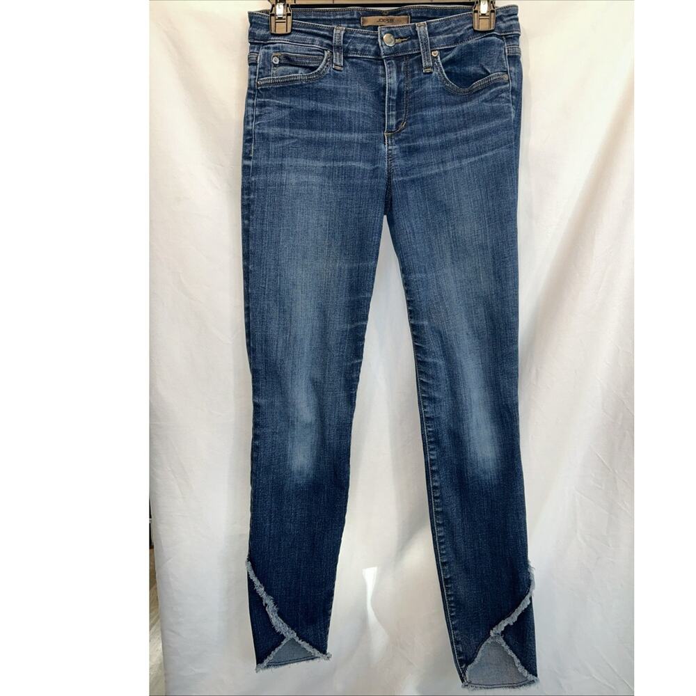 Joes Jeans Womens 27 Blue Flawless The Icon Mid Rise Skinny Ankle Raw Hem